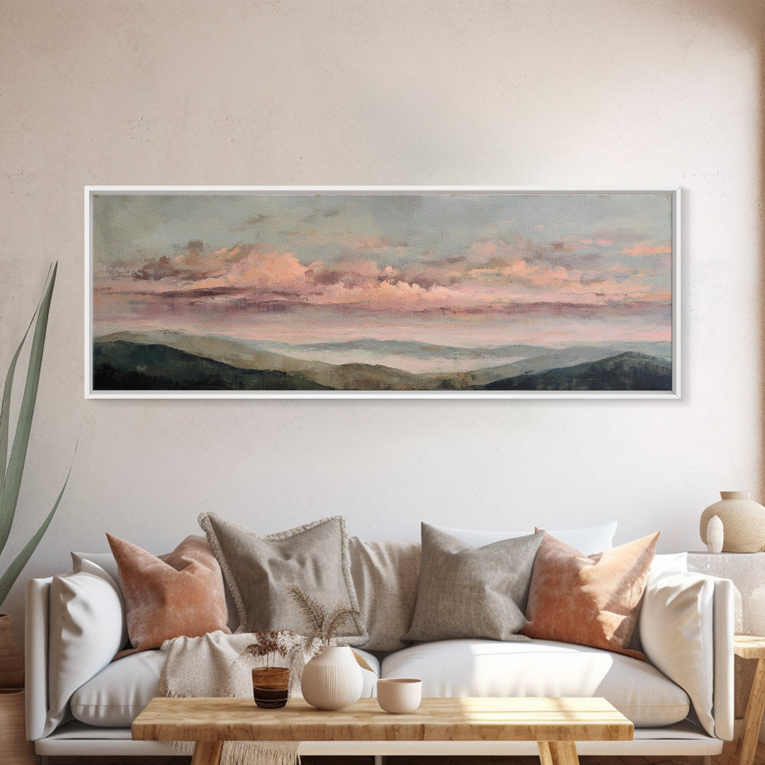 Blush and Taupe Cloudscape Canvas Print, Master Bedroom, Bedroom Decor, Abstract Art, Sanctuary, Printable Art, MAS-3x1-22