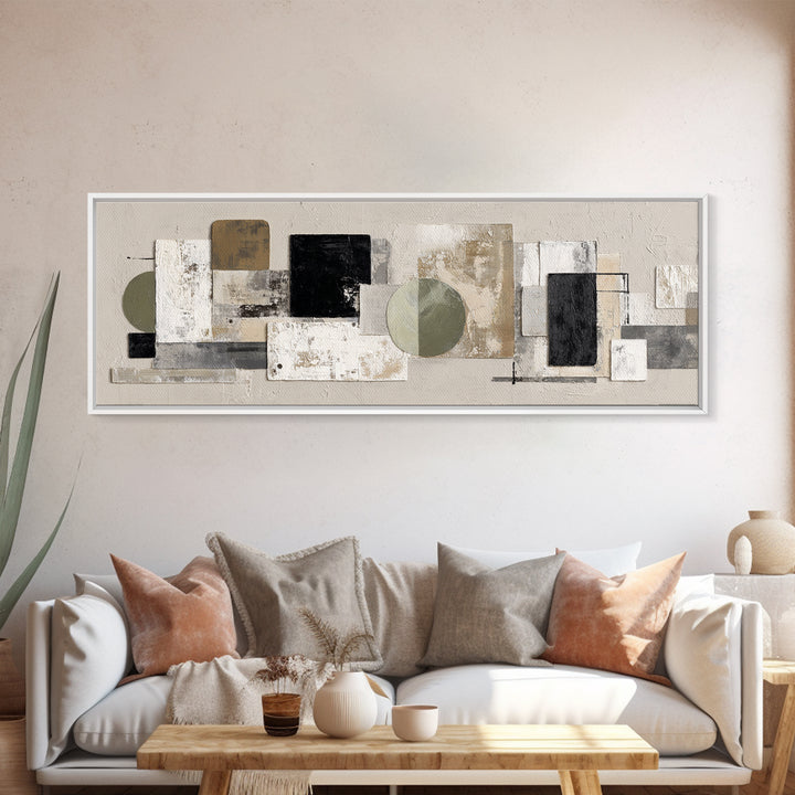 Minimal Stone Shapes Framed Canvas Print, Master Bedroom, Master Bedroom Decor, Bedroom Decor, Abstract Art, Sanctuary, MAS-3x1-32