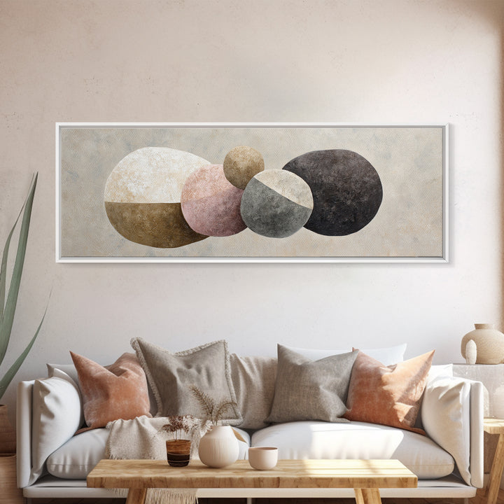 Minimal Stone Shapes Framed Canvas Print, Master Bedroom, Minimalist Decor, Bedroom Decor, Fine Art, Sanctuary, Farmhouse Decor, MAS-3x1-56