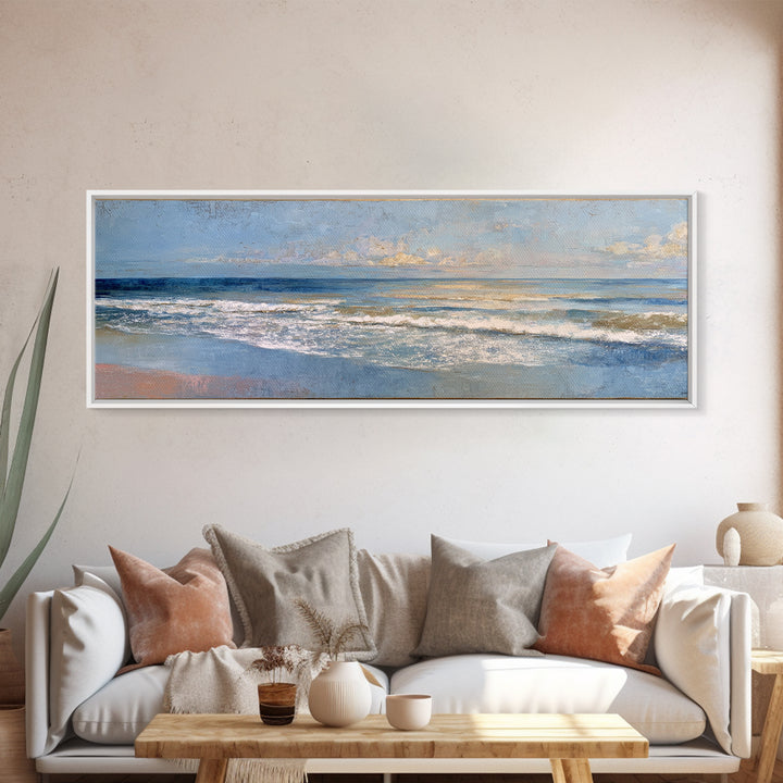 Hotel Coastal Landscape Canvas Print, Master Bedroom, Over Bed Wall Art, Bedroom Decor, Fine Art, Sanctuary, Minimalist Decor, MAS-3x1-61