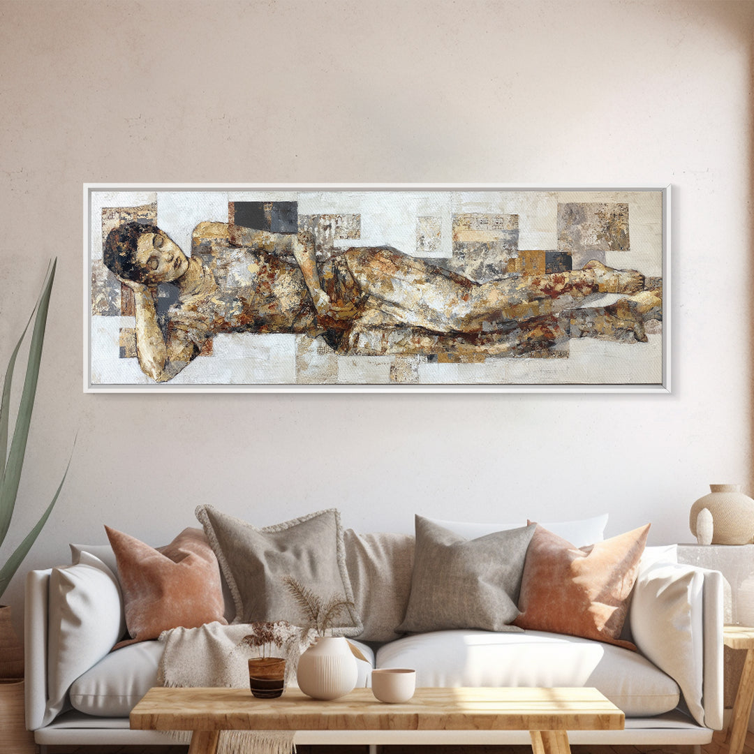 Classical Reclining Figure Implied Through Line Art Canvas Print, Master Bedroom, Boho Decor, Bedroom Decor, Sanctuary, MAS-3x1-62