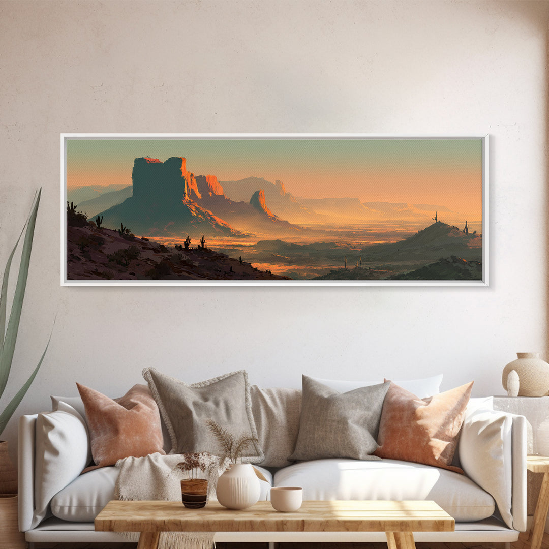 Quiet Desert Dusk Framed Canvas Print, Master Bedroom, Wall Decor Bedroom, Bedroom Decor, Fine Art, Sanctuary, Fine Art Print, MAS-3x1-74