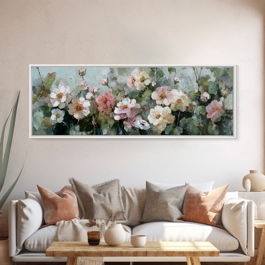 Dreamy Celestial Moon and Botanical Composition Canvas Print, Master Bedroom, Bedroom Wall Decor, Bedroom Decor, Sanctuary, MAS-3x1-75
