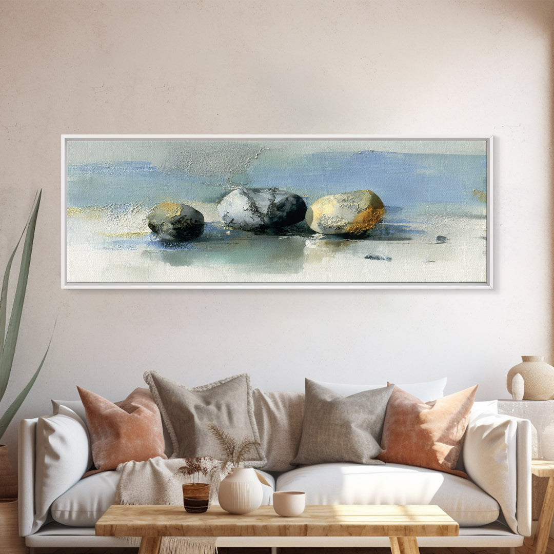 Minimal Stone Shapes Canvas Print, Master Bedroom, Above Bed Wall Art, Bedroom Decor, Abstract Art, Sanctuary, MAS-3x1-8