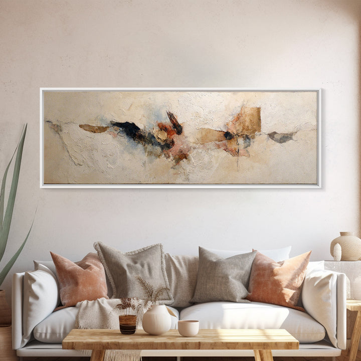 Large Cream Abstract Framed Canvas Print, Master Bedroom, Vinyl Wall Decal, Bedroom Decor, Abstract Art, Sanctuary, MAS-3x1-81