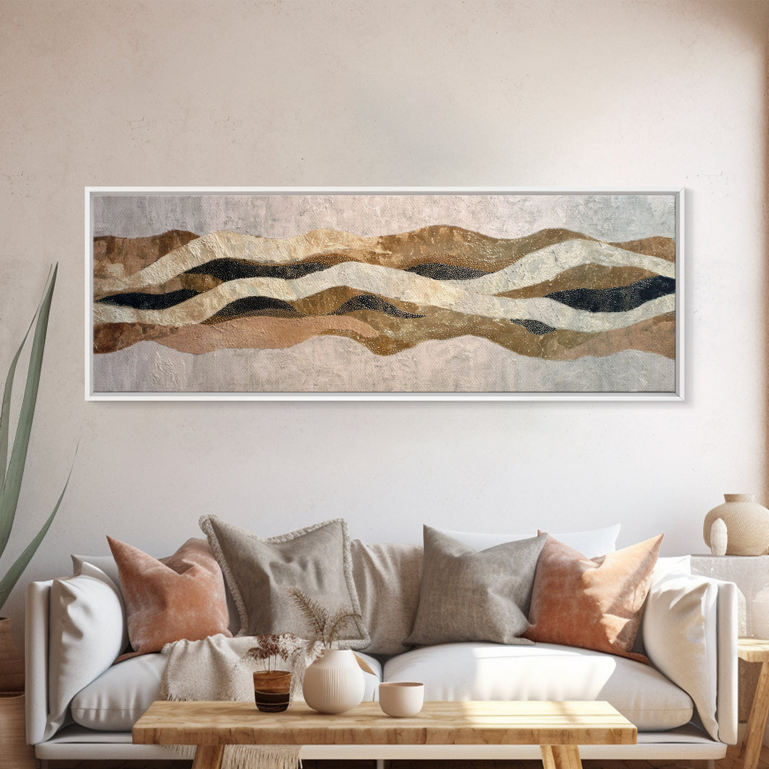 Abstract Wave Forms Framed Canvas Print, Master Bedroom, Bedroom Decor, Abstract Art, Sanctuary, Farmhouse Wall Art, MAS-3x1-84
