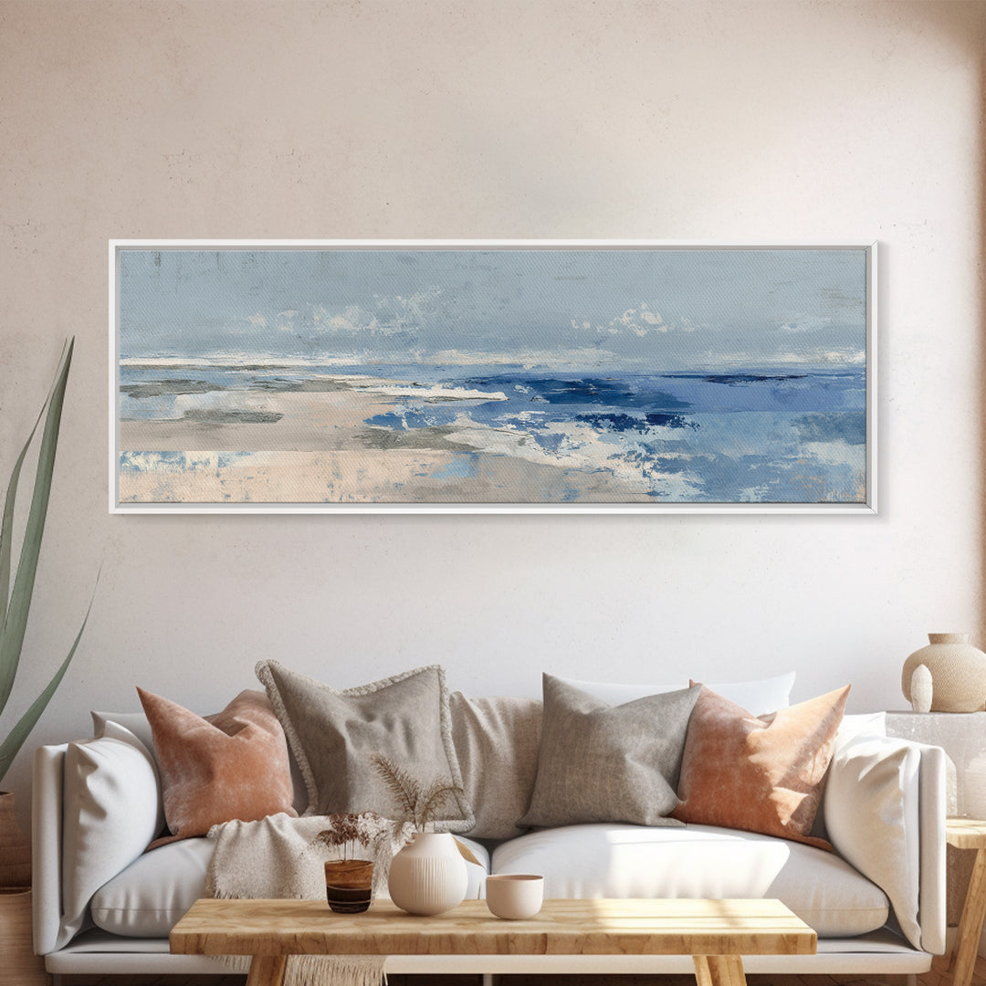 Hotel Coastal Landscape Canvas Print, Master Bedroom, Over Bed Wall Art, Bedroom Decor, Fine Art, Sanctuary, Minimalist Decor, MAS-3x1-85