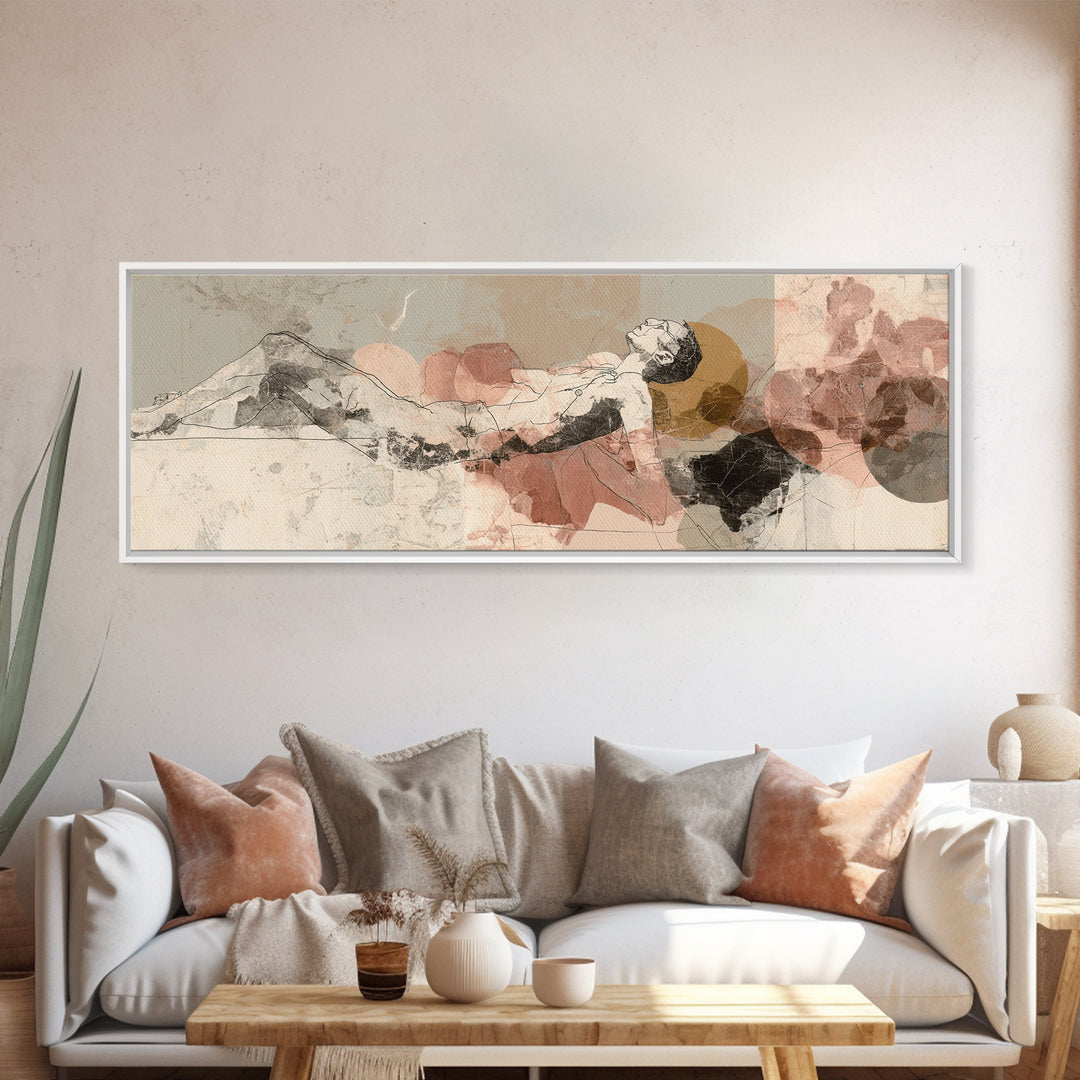 Classical Reclining Figure Implied Through Line Art Canvas Print, Master Bedroom, Above Bed Decor, Bedroom Decor, Sanctuary, MAS-3x1-86