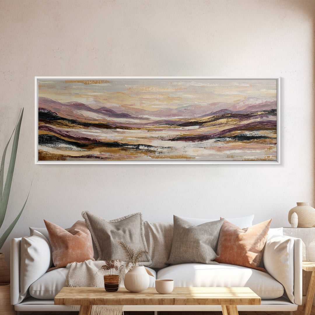 Elegant Moonlit Ocean Horizon Framed Canvas Print, Master Bedroom, Boho Decor, Bedroom Decor, Fine Art, Sanctuary, MAS-3x1-89