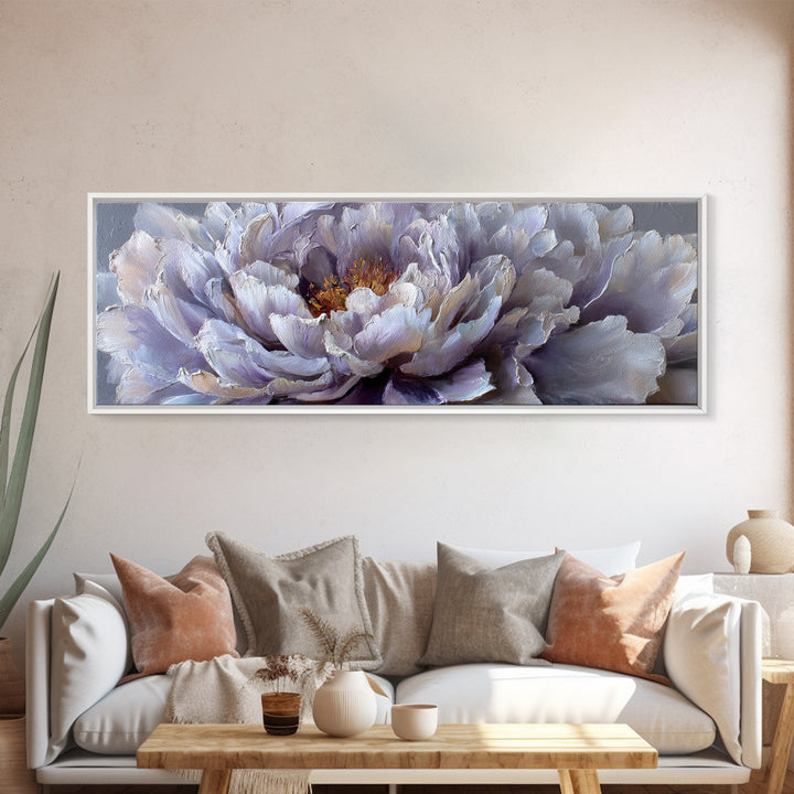 Romantic Neutral Peony Closeup Framed Canvas Print, Master Bedroom, Signs for Home, Bedroom Decor, Fine Art, Sanctuary, MAS-3x1-90