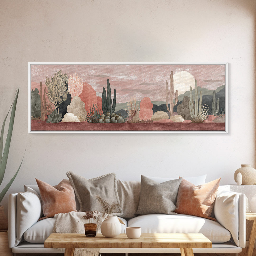Quiet Desert Dusk Canvas Print, Master Bedroom, Above Bed Wall Decor, Bedroom Decor, Oil Painting, Sanctuary, Textured Painting, MAS-3x1-98