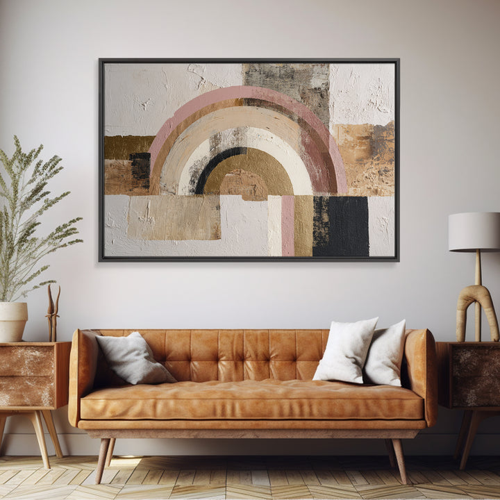 Gold Accented Abstract Arches Canvas Print, Master Bedroom, Wall Art Bedroom, Bedroom Decor, Sanctuary, Statement Artwork, MAS-3x2-12