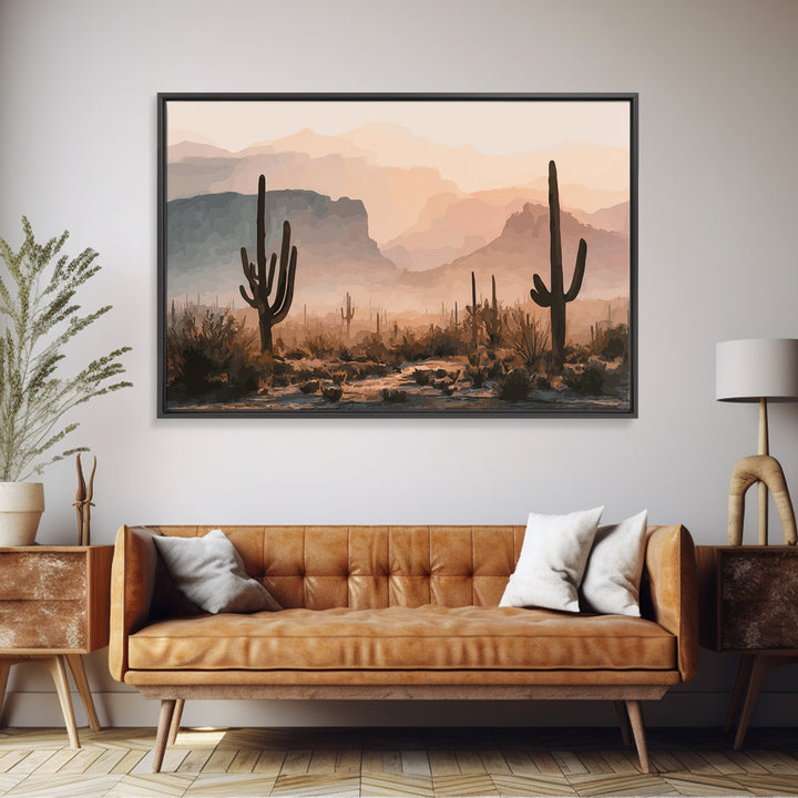 Quiet Desert Dusk Framed Canvas Print, Master Bedroom, Bedroom Wall Art, Bedroom Decor, Oil Painting, Sanctuary, Signs for Home, MAS-3x2-14