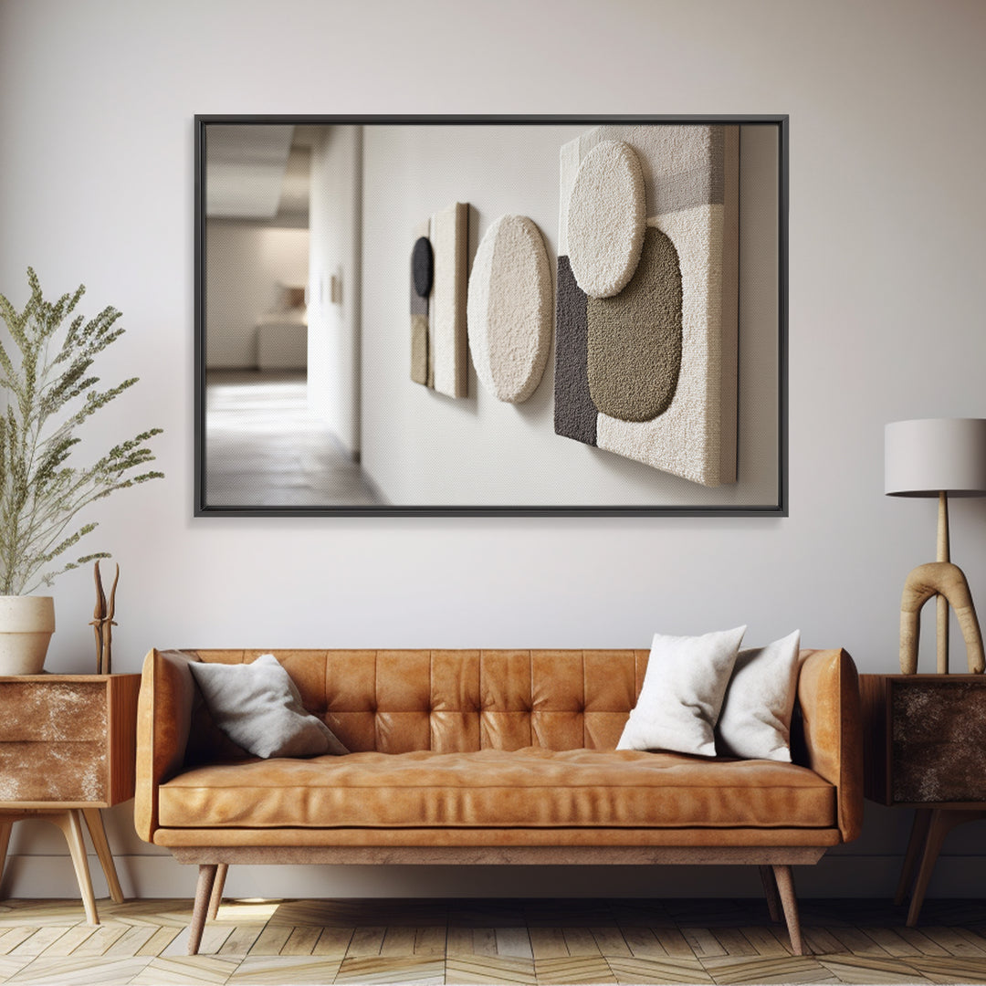 Minimal Stone Shapes Framed Canvas Print, Master Bedroom, Above Bed Wall Art, Bedroom Decor, Abstract Art, Sanctuary, MAS-3x2-20