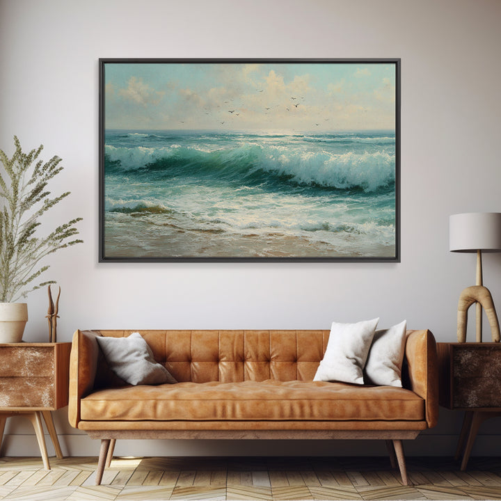 Elegant Moonlit Ocean Horizon Canvas Print, Master Bedroom, Modern Decor, Bedroom Decor, Fine Art, Sanctuary, Wall Decor, MAS-3x2-29