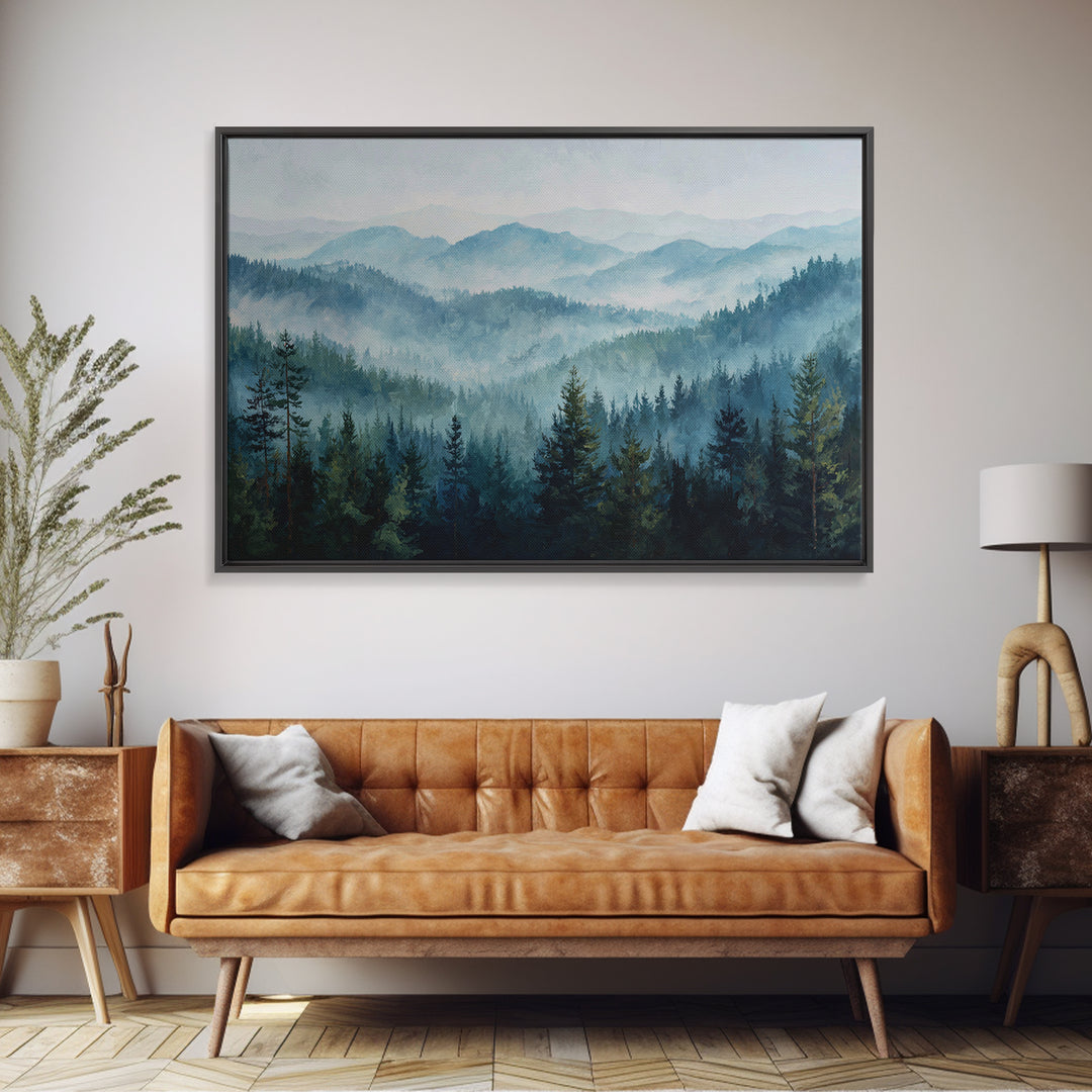 Calm Misty Forest Panorama Canvas Print, Master Bedroom, Room Decor, Bedroom Decor, Sanctuary, Wall Decal, Printable Art, MAS-3x2-56