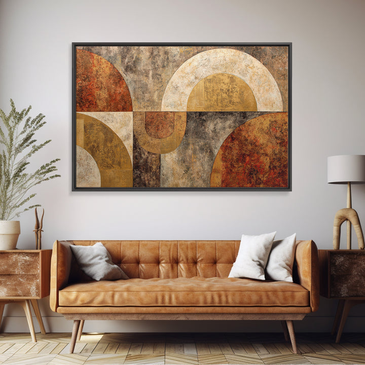 Gold Accented Abstract Arches Framed Canvas Print, Master Bedroom, Textured Painting, Bedroom Decor, Abstract Art, Sanctuary, MAS-3x2-60