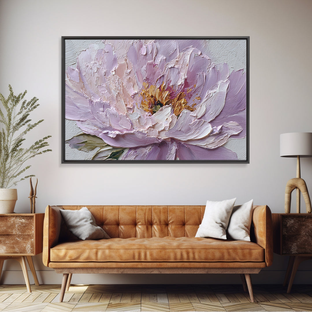 Romantic Neutral Peony Closeup Framed Canvas Print, Master Bedroom, Vinyl Wall Decal, Bedroom Decor, Fine Art, Sanctuary, MAS-3x2-78