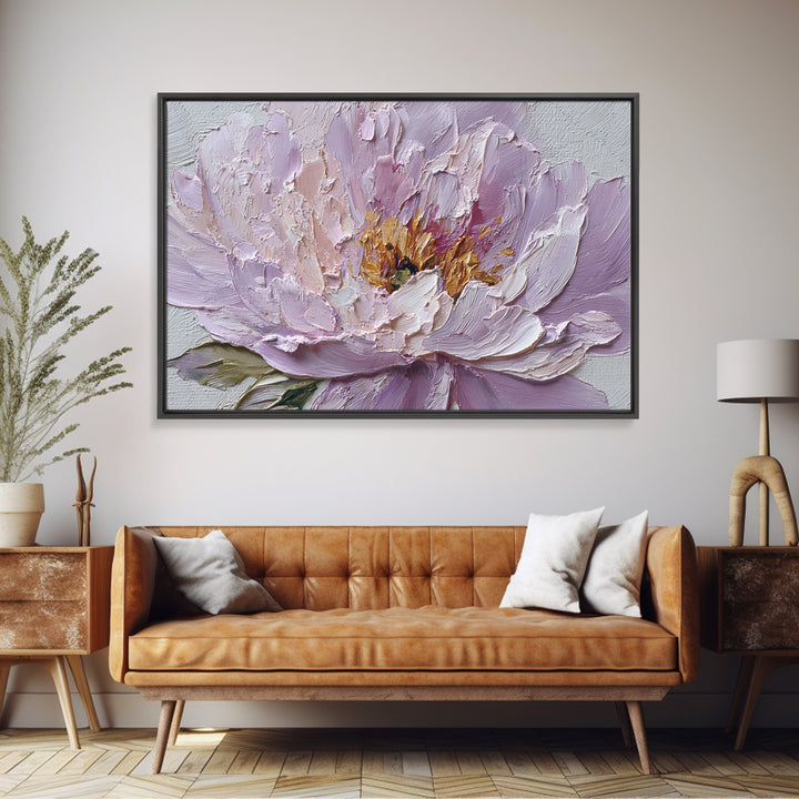 Romantic Neutral Peony Closeup Framed Canvas Print, Master Bedroom, Vinyl Wall Decal, Bedroom Decor, Fine Art, Sanctuary, MAS-3x2-78