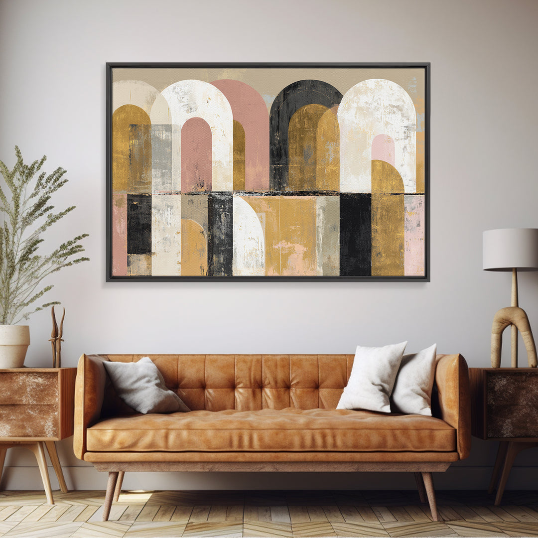 Gold Accented Abstract Arches Canvas Print, Master Bedroom, Wall Decor, Bedroom Decor, Sanctuary, Farmhouse Wall Decor, MAS-3x2-84