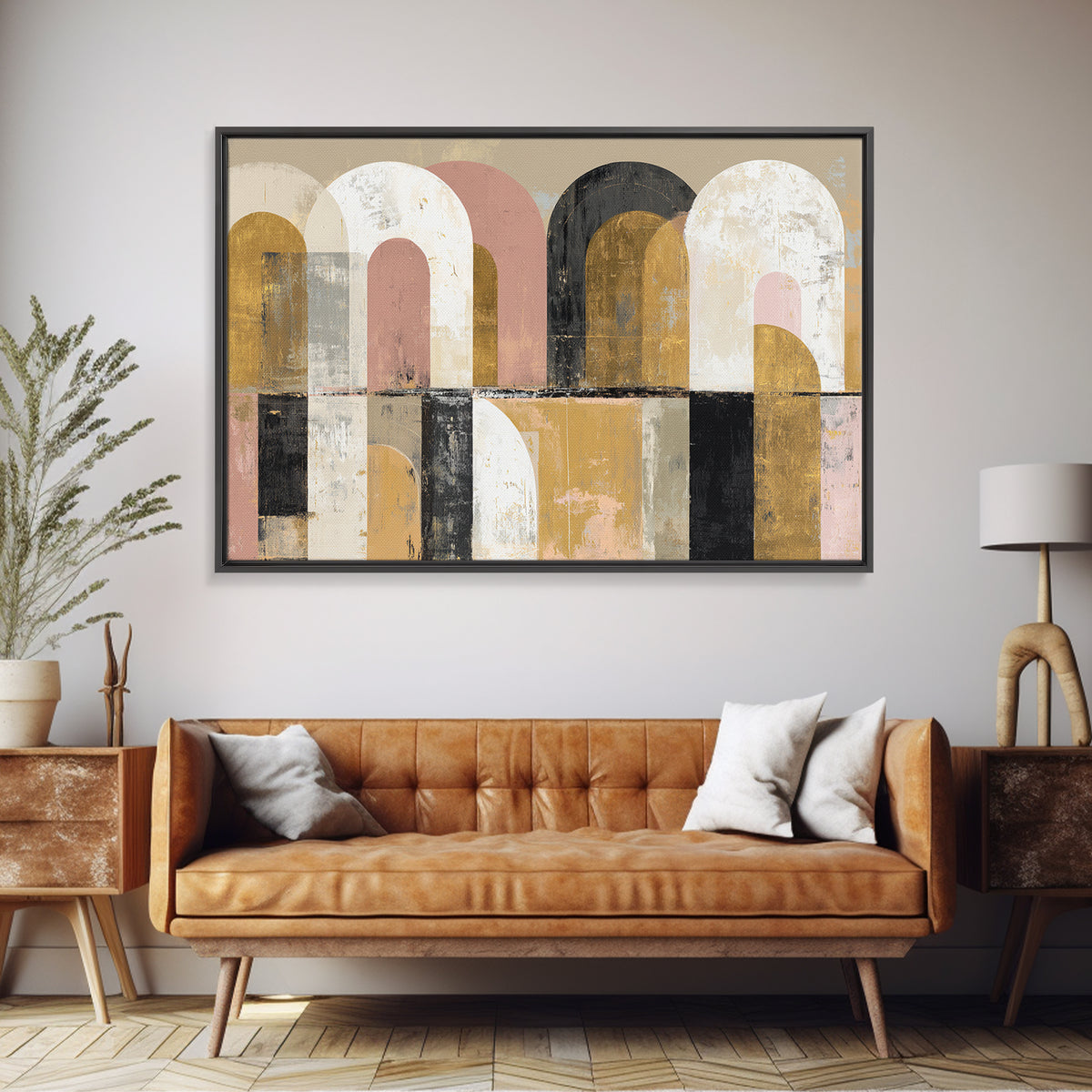 Gold Accented Abstract Arches Canvas Print, Master Bedroom, Wall Decor, Bedroom Decor, Sanctuary, Farmhouse Wall Decor, MAS-3x2-84