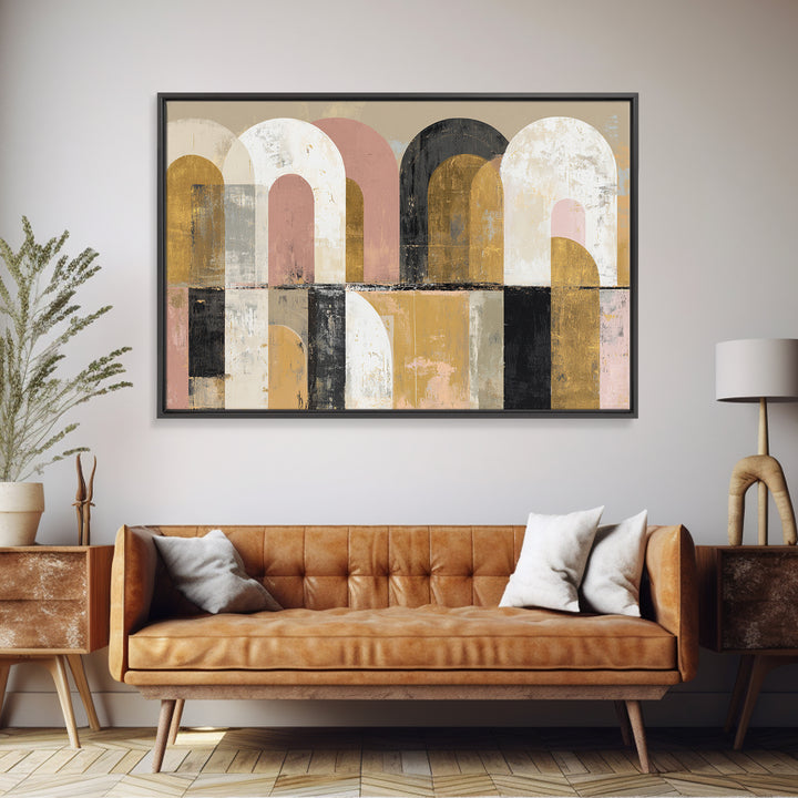 Gold Accented Abstract Arches Canvas Print, Master Bedroom, Wall Decor, Bedroom Decor, Sanctuary, Farmhouse Wall Decor, MAS-3x2-84