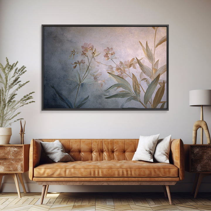 Dreamy Celestial Moon and Botanical Composition Framed Canvas Print, Master Bedroom, Wall Decor, Bedroom Decor, Sanctuary, MAS-3x2-87