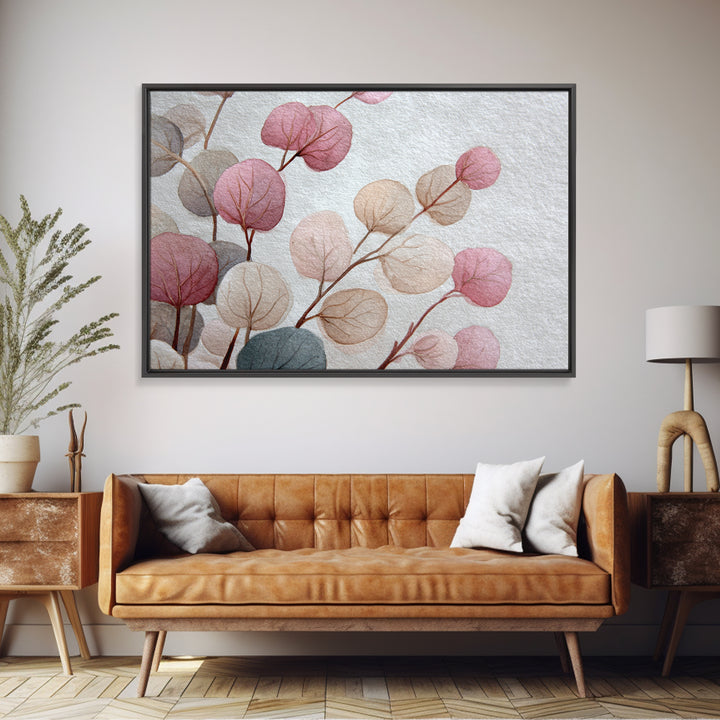 Gentle Eucalyptus Watercolor Branches Canvas Print, Master Bedroom, Art Print, Bedroom Decor, Oil Painting, Sanctuary, MAS-3x2-88