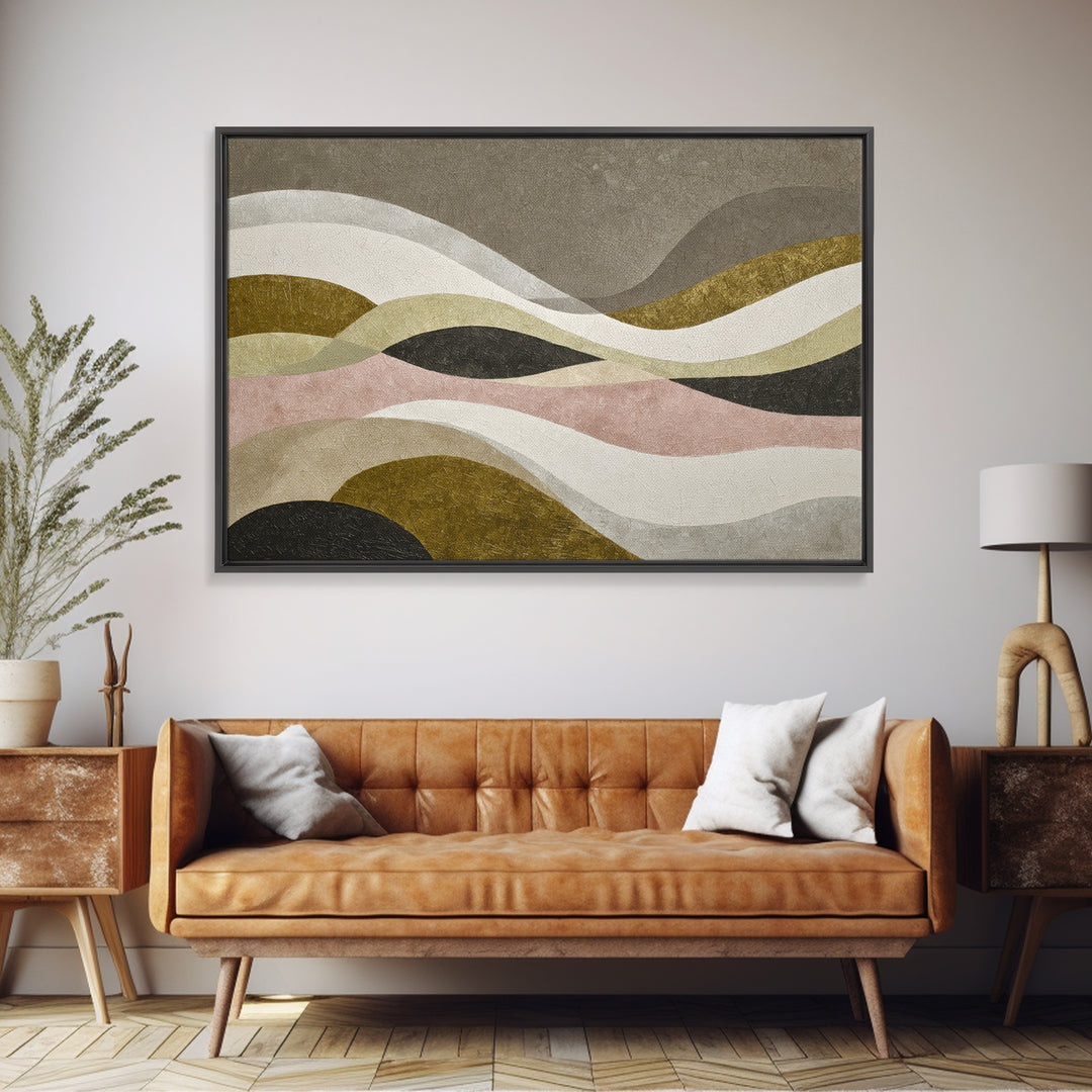 Abstract Wave Forms Framed Canvas Print, Master Bedroom, Bedroom Decor, Abstract Art, Sanctuary, Farmhouse Wall Art, MAS-3x2-96