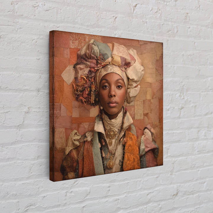 Ornate Portrait with Layered Textiles and Jewels Canvas Print, Maximalist Art, Home Decor, Living Room Decor, Fine Art, Maximal, MAX-1x1-4