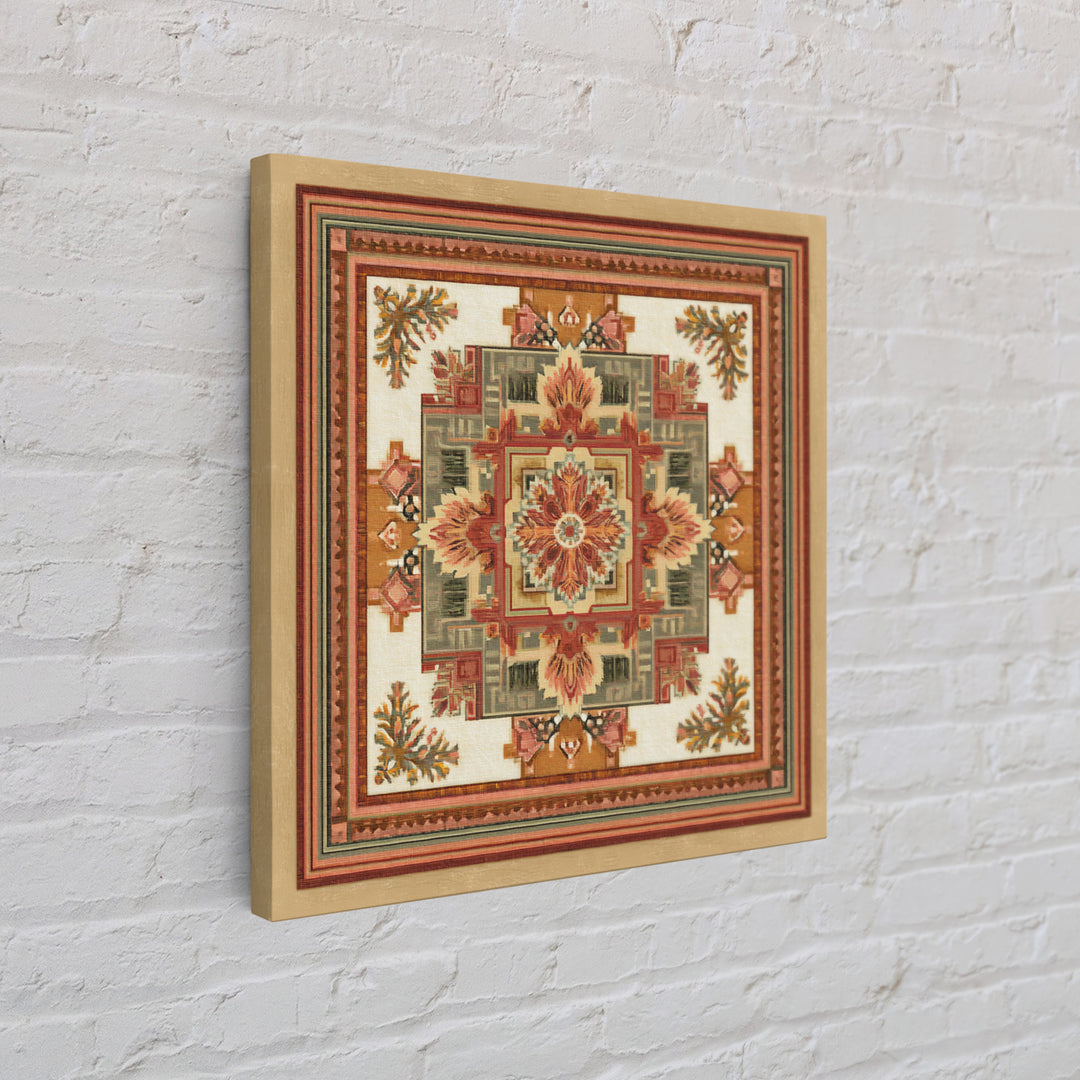 Bohemian Textile Pattern Framed Canvas Print, Maximalist Art, Art Nouveau, Living Room Decor, Maximal, Living Room Wall Art, MAX-1x1-44