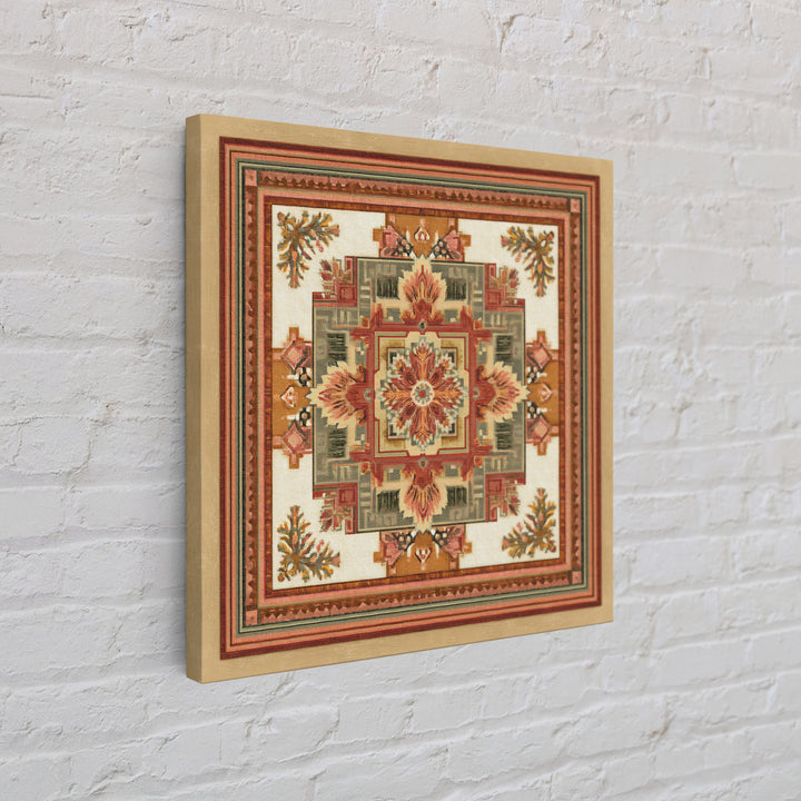 Bohemian Textile Pattern Framed Canvas Print, Maximalist Art, Art Nouveau, Living Room Decor, Maximal, Living Room Wall Art, MAX-1x1-44