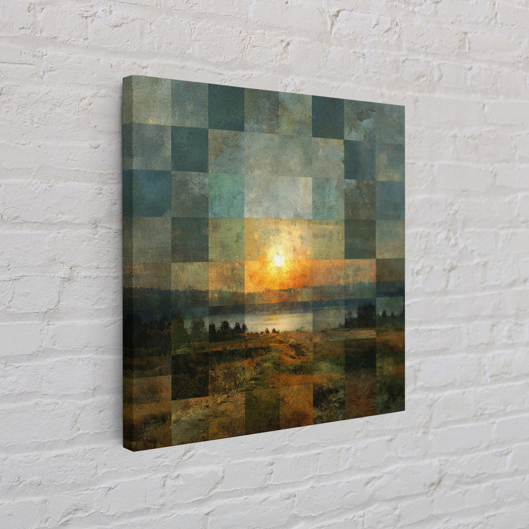 Eclectic Checkerboard Landscape Canvas Print, Maximalist Art, Fine Art Print, Living Room Decor, Maximal, Digital Prints, MAX-1x1-5