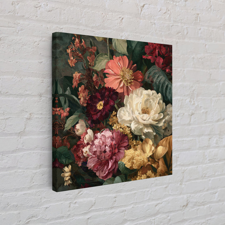 Crowded Botanical Tapestry Framed Canvas Print, Maximalist Art, Digital Print, Living Room Decor, Oil Painting, Maximal, MAX-1x1-7