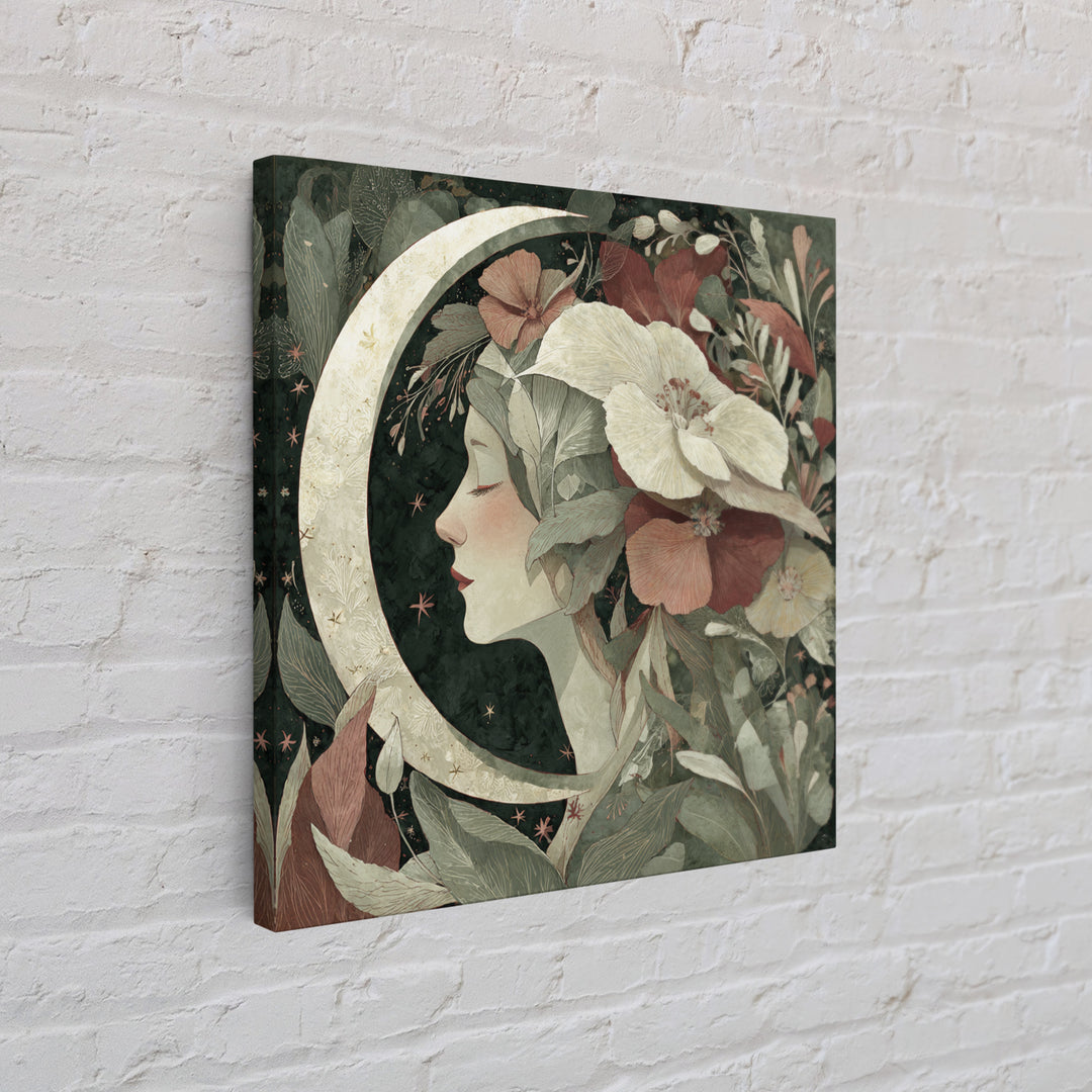 Patterned Moon Goddess Framed Canvas Print, Maximalist Art, Funky Wall Art, Living Room Decor, Fine Art, Maximal, MAX-1x1-72