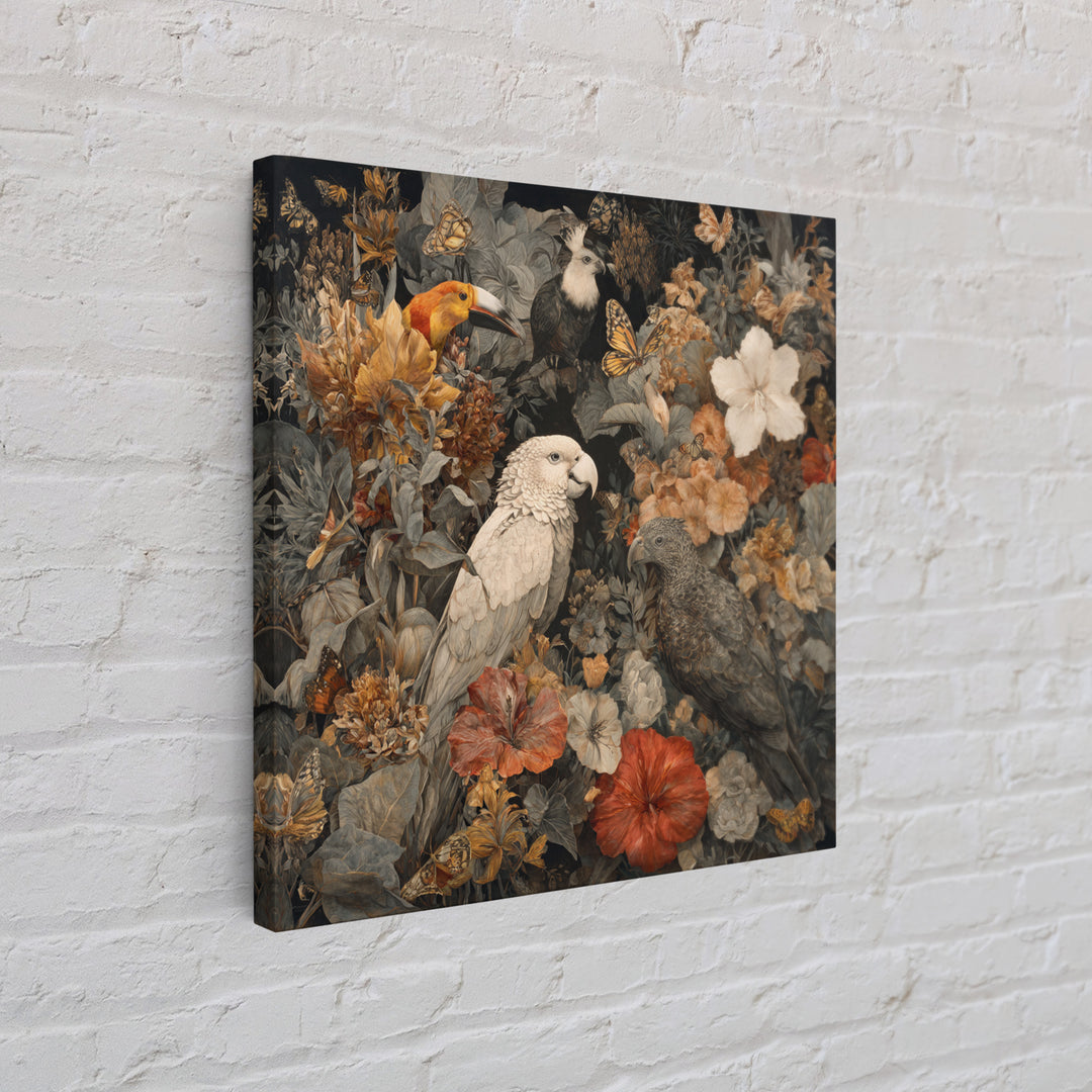 Explosive Floral Jungle Framed Canvas Print, Maximalist Art, Home Decor, Living Room Decor, Fine Art, Maximal, Printable Art, MAX-1x1-73