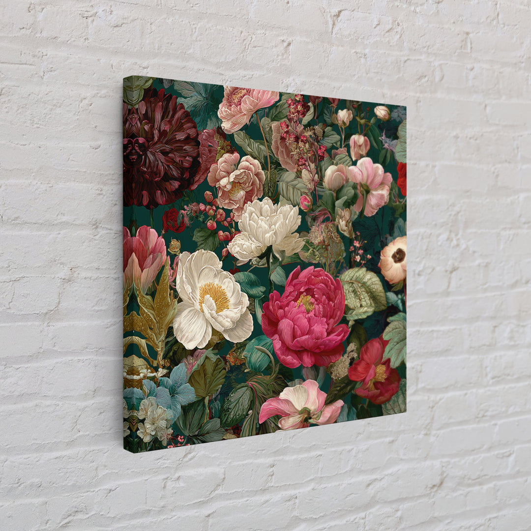 Crowded Botanical Tapestry Framed Canvas Print, Maximalist Art, Boho Decor, Living Room Decor, Fine Art, Maximal, Art Print, MAX-1x1-79