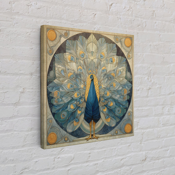 Dramatic Peacock with Oversized Feather Pattern Canvas Print, Maximalist Art, Original Painting, Living Room Decor, Maximal, MAX-1x1-8