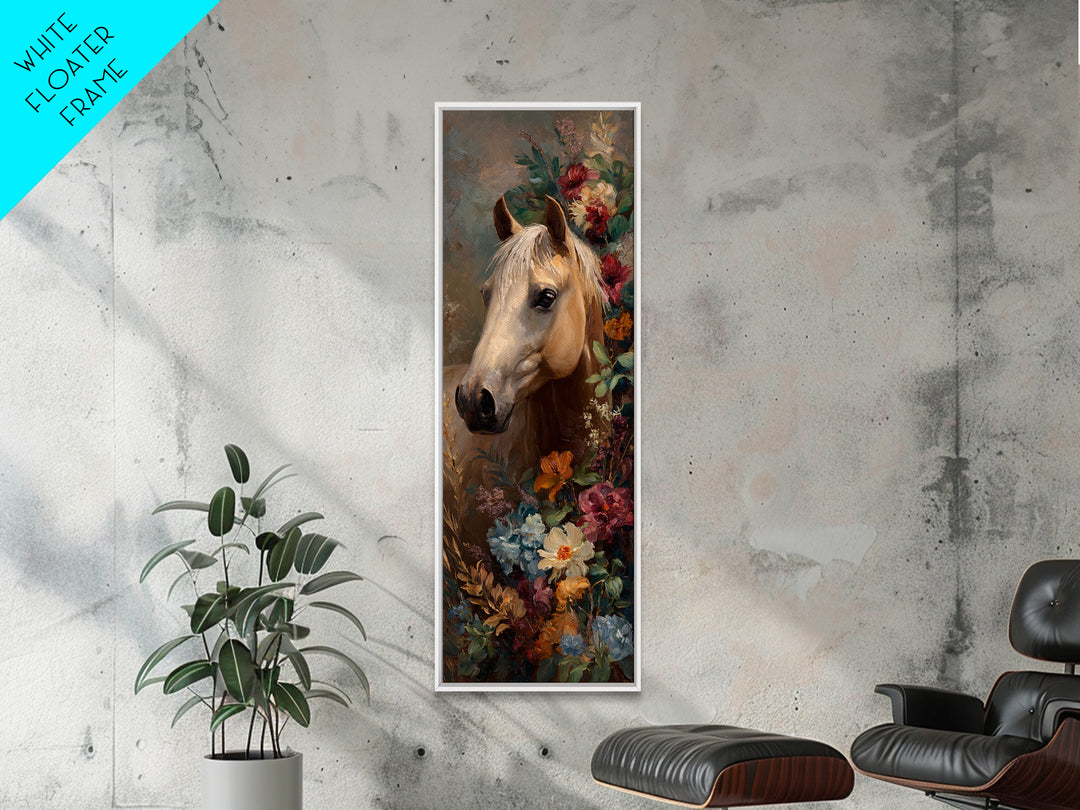 Jewel Tone Horse Portrait Canvas Print, Maximalist Art, Boho Wall Art, Living Room Decor, Oil Painting, Maximal, MAX-1x3-33