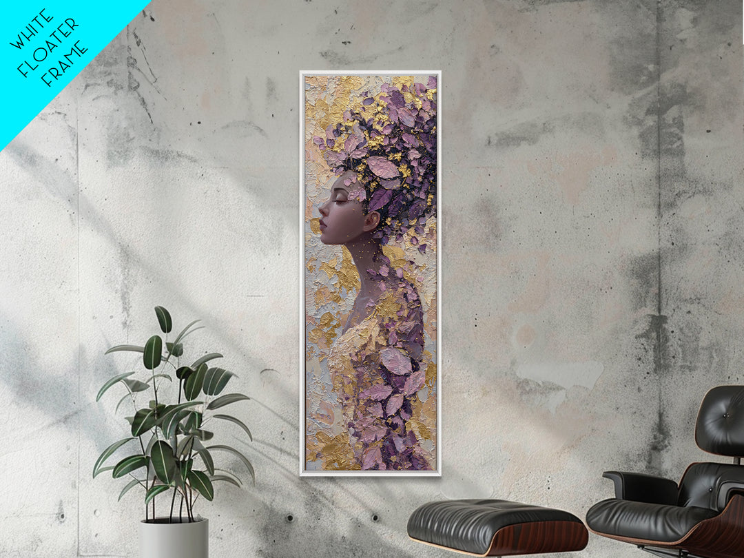 Patterned Moon Goddess Framed Canvas Print, Maximalist Art, Digital Art, Living Room Decor, Fine Art, Maximal, Pink Wall Art, MAX-1x3-36