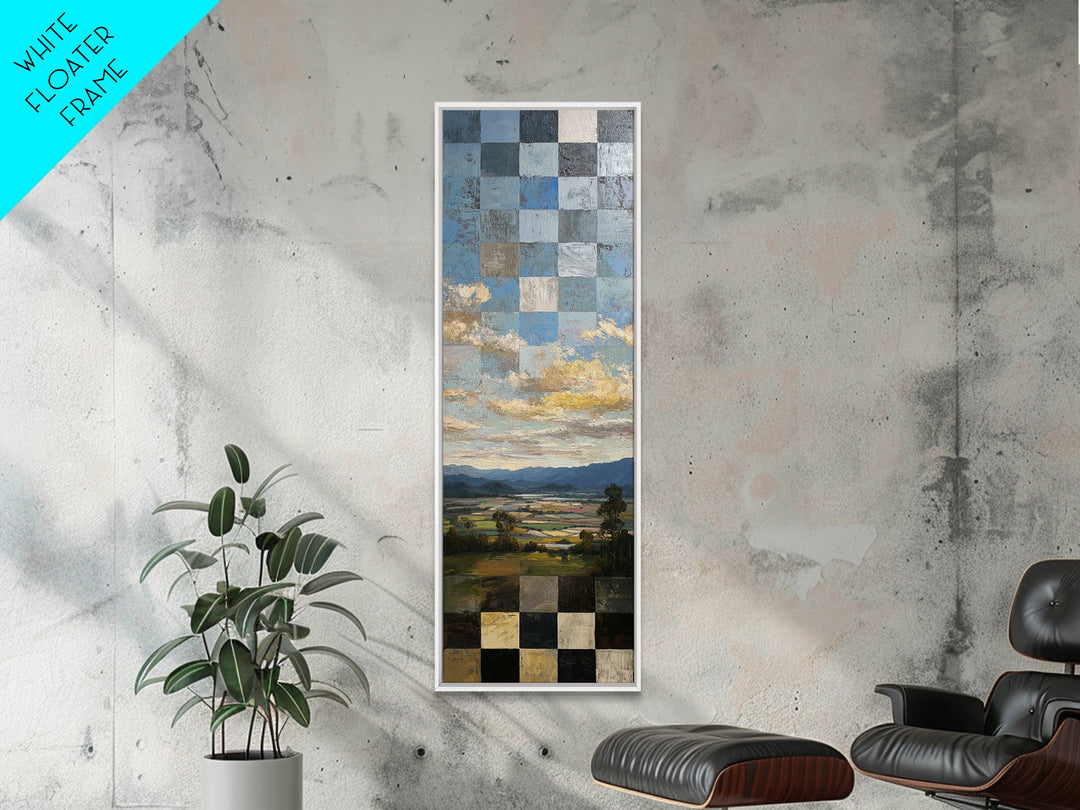 Eclectic Checkerboard Landscape Canvas Print, Maximalist Art, Art Print, Living Room Decor, Fine Art, Maximal, Boho Wall Art, MAX-1x3-65