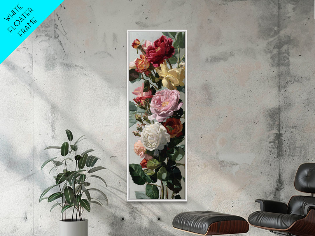 Baroque Roses Mixed Framed Canvas Print, Maximalist Art, Luxury Decor, Living Room Decor, Abstract Art, Maximal, MAX-1x3-66