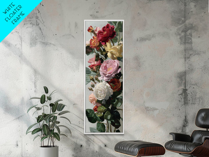 Baroque Roses Mixed Framed Canvas Print, Maximalist Art, Luxury Decor, Living Room Decor, Abstract Art, Maximal, MAX-1x3-66