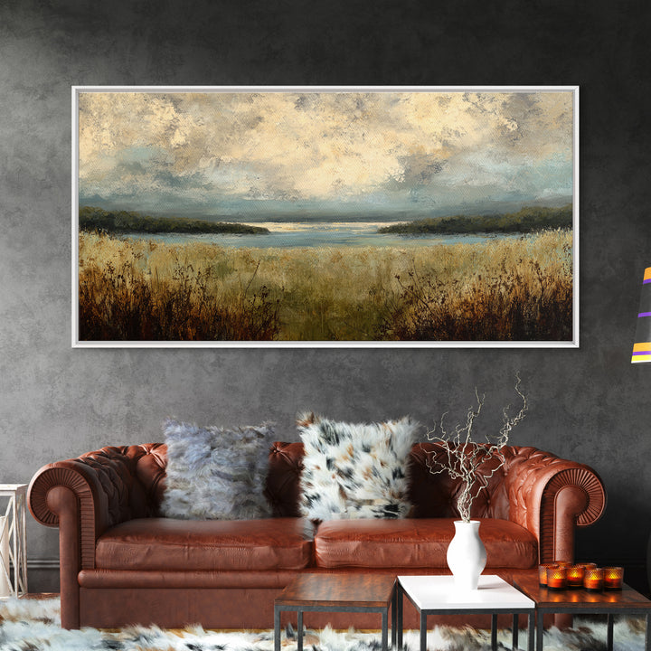 Eclectic Checkerboard Landscape Framed Canvas Print, Maximalist Art, Living Room Decor, Oil Painting, Maximal, MAX-2x1-1