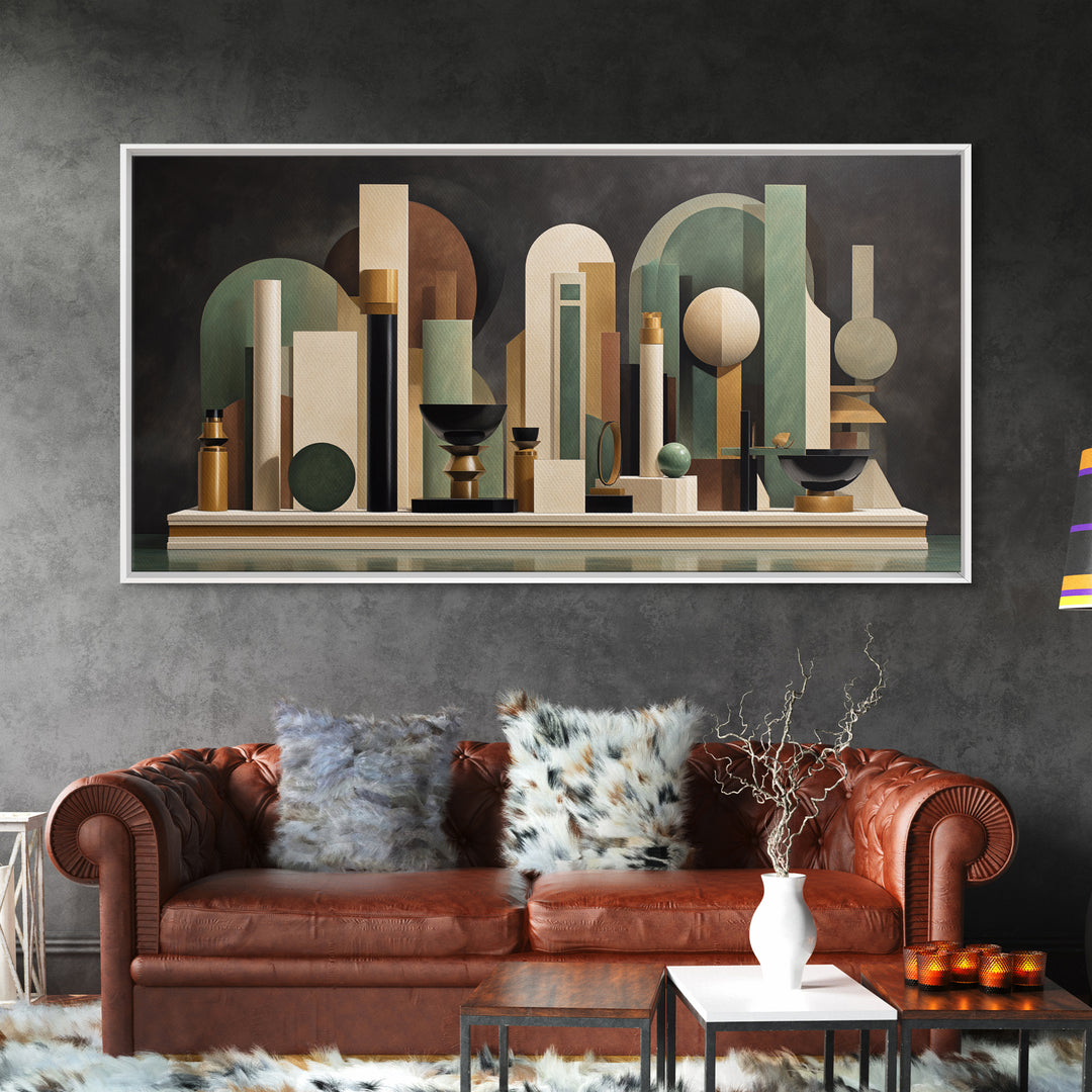 Surreal Room of Floating Objects as Decorative Canvas Print, Maximalist Art, Digital Wall Art, Living Room Decor, Maximal, MAX-2x1-29