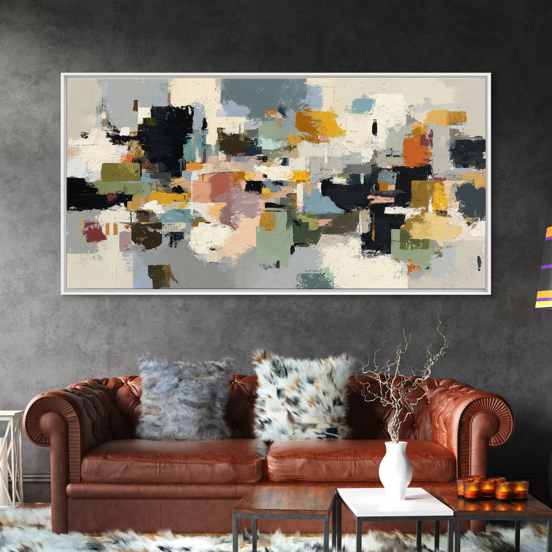 Chaotic Joyful Abstract Framed Canvas Print, Maximalist Art, Room Decor, Living Room Decor, Abstract Art, Maximal, MAX-2x1-42