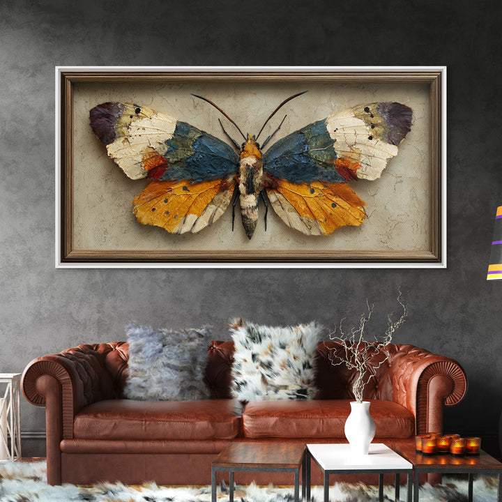 Framed Butterfly Collection Framed Canvas Print, Maximalist Art, Original Painting, Living Room Decor, Fine Art, Maximal, MAX-2x1-43