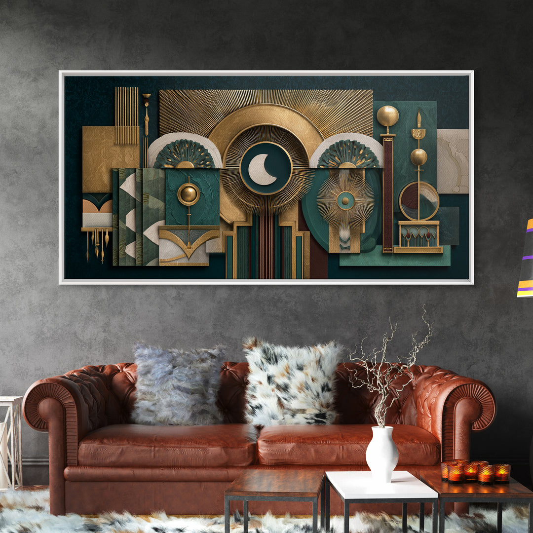 Surreal Room of Floating Objects as Decorative Canvas Print, Maximalist Art, Digital Wall Art, Living Room Decor, Maximal, MAX-2x1-5