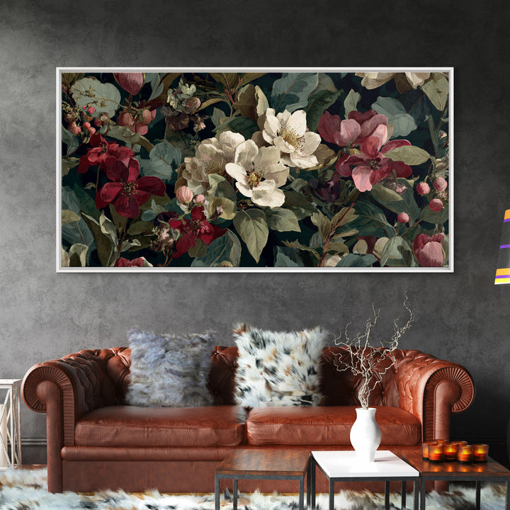 Crowded Botanical Tapestry Framed Canvas Print, Maximalist Art, Abstract Wall Art, Living Room Decor, Fine Art, Maximal, MAX-2x1-51
