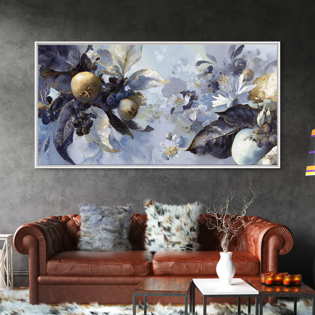 Rococo Fruit Feast Framed Canvas Print, Maximalist Art, Digital Prints, Living Room Decor, Fine Art, Maximal, Abstract Wall Art, MAX-2x1-83